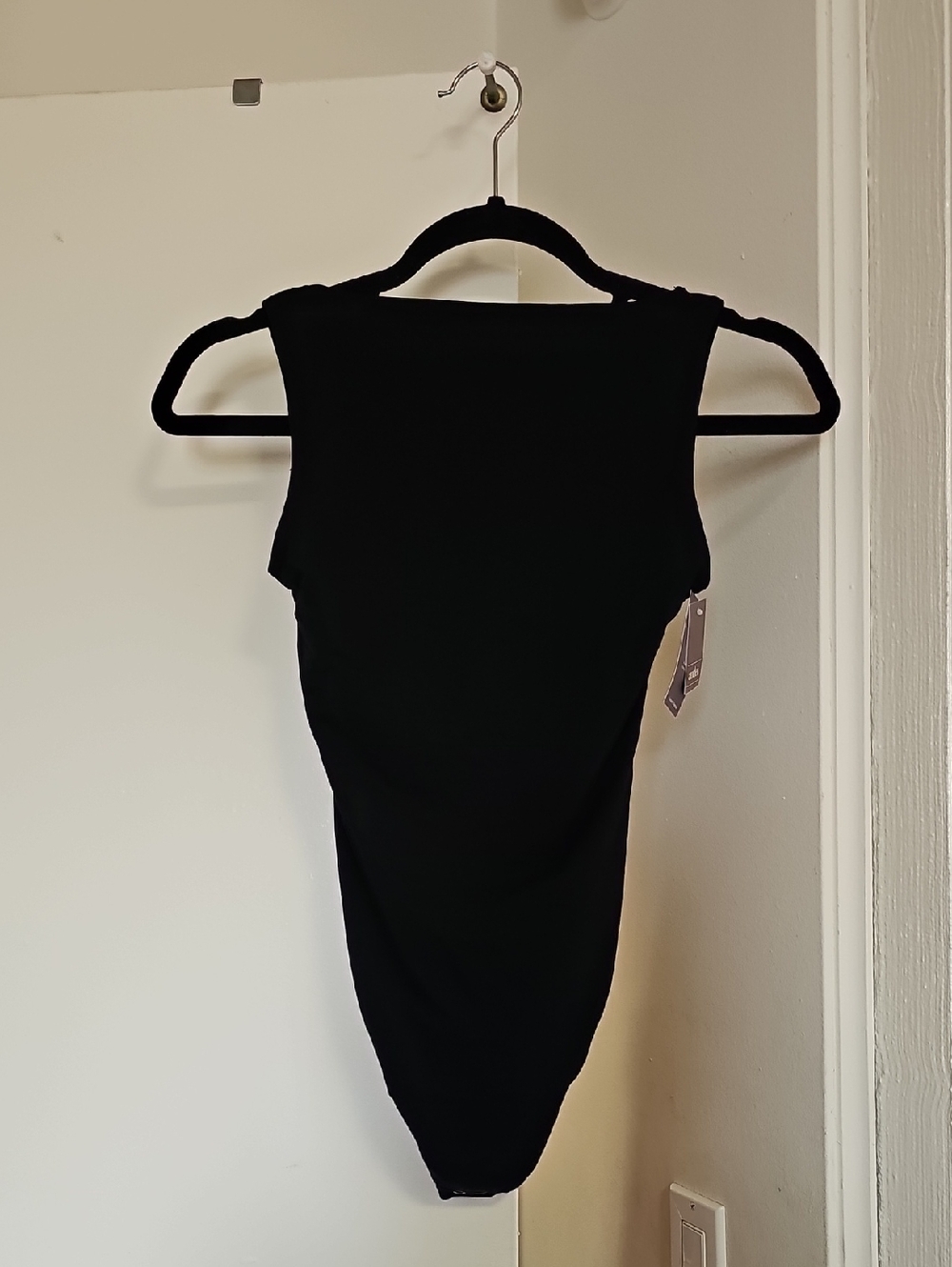 NWT Auden Luxury Collection Boatneck Thong Bodysuit Black Medium